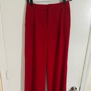 Alice + Olivia Vibrant Red Wide Leg Pants